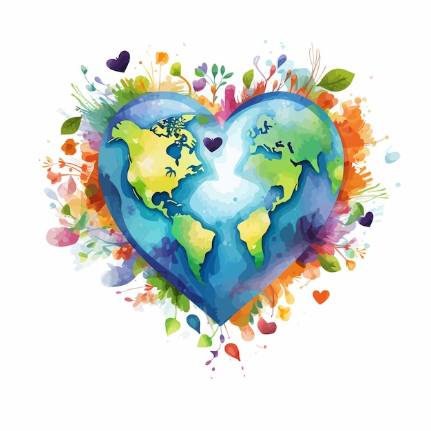 Vector mix_heart_with_earth_vector