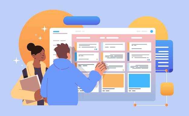 mix race studenten nemen aantekeningen op digitaal scherm conclusie samenvatting onderwijs lezing schrijven belangrijke informatie concept