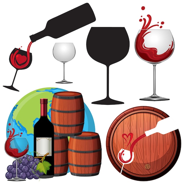 Vector mix set of red wine