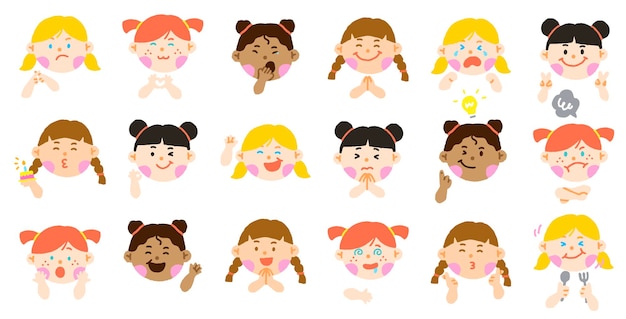 Mix verschillende verschillende nationaliteiten Diversiteit Diverse meisjes Kinderen Kinderen Verschillende expressie Emoties
