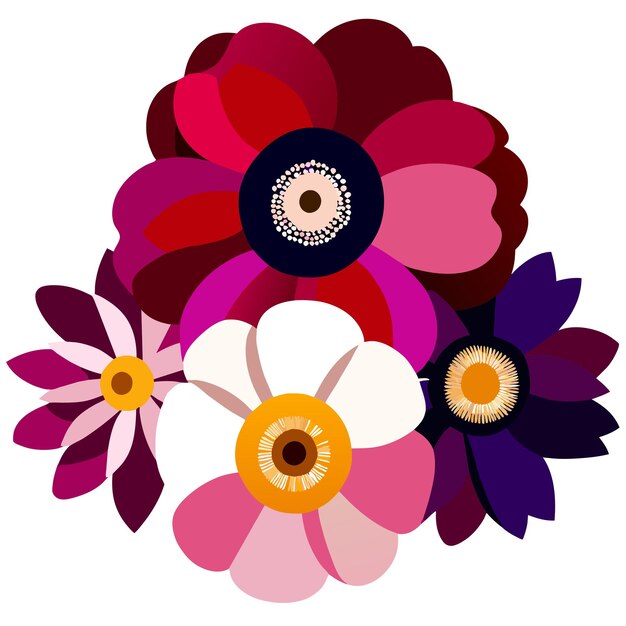 Vector mixed anemone flowers vector illustration