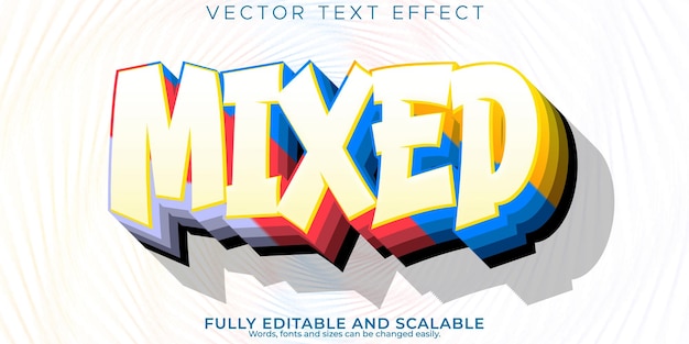 Vector mixed creative text effect editable colorful and stylish font style