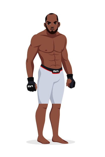 Vector mixed martial arts man wrestler wearing sportswear standing isolated.