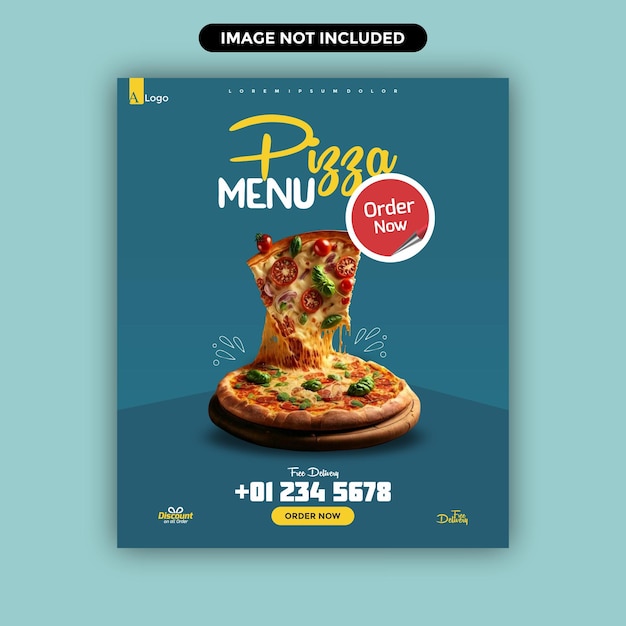 Mixed shade blue fill pizza theme flyer design