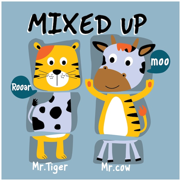 Mixed up funny animal cartoon