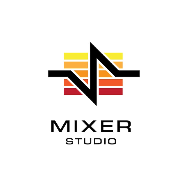 Mixer studio pulse logo ontwerpsjabloon