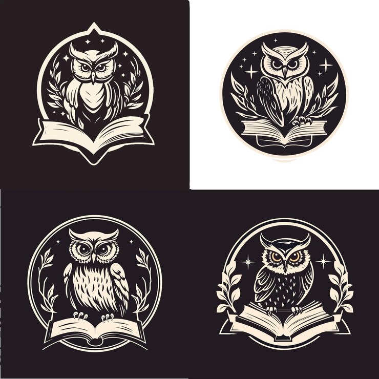 Вектор смешивая сову и книгу