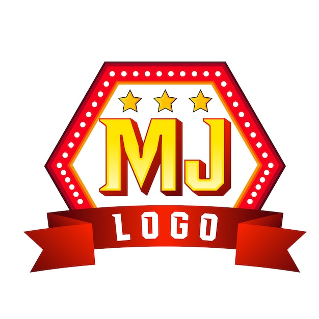 Vector mj 3d ribbo logo design template