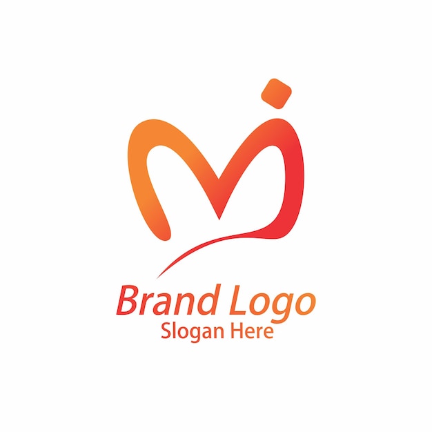 mj letter logo design gradient red and orange color