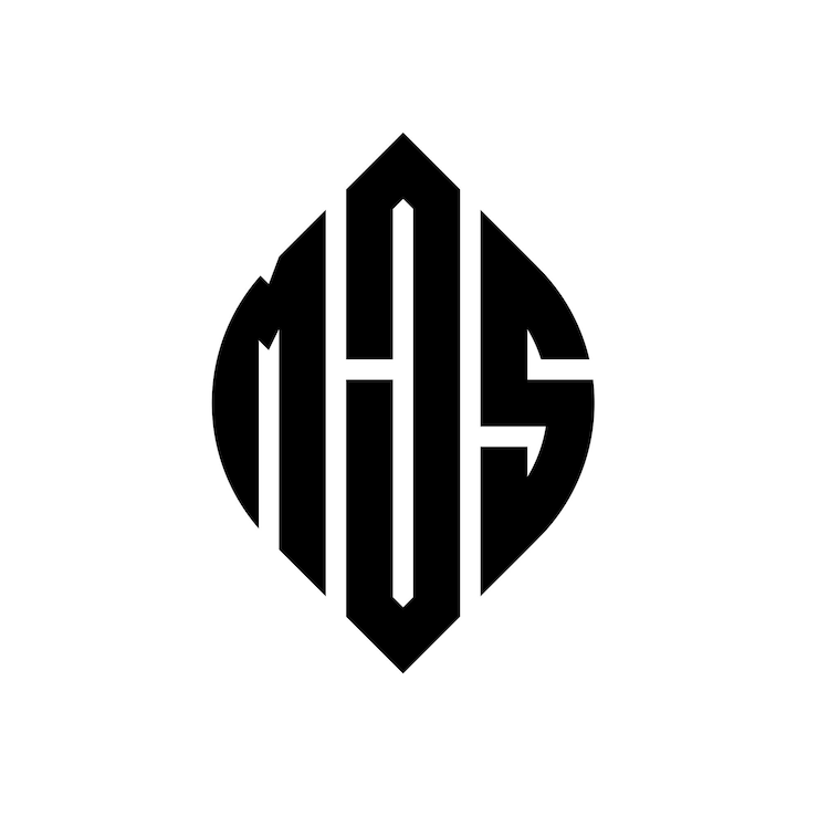 Vector 圓形和圆形的 mjs 圓形字母標誌設計 mjs 圆字母具有排版風格 三個頭字母形成圓形標誌 mjs 圆形章 抽象單字母 字母 標誌 矢量