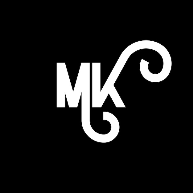 Vettore mk logo letter design lettere iniziali mk logo icon abstract letter mk minimal logo design template m k letter design vector con colori neri mk logo