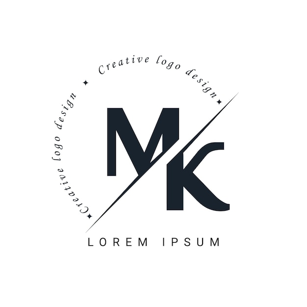 MK Letter Logo Design met een Creative Cut Creatief logo ontwerp