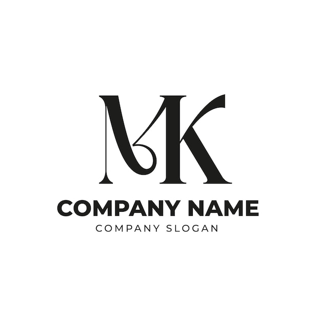 MK Letter Monogram Logo Design Stijlvol minimalistisch