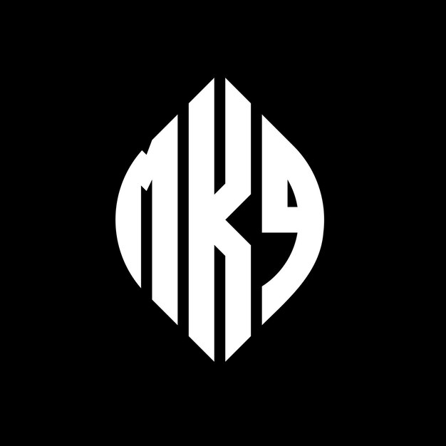 การออกแบบโลโก้ตัวอักษร MKQ วงกลมที่มีวงกลมและรูปทรงวงรี ตัวอักษร MKQ วงรีที่มีสไตล์การพิมพ์ อักษรย่อสามตัวสร้างโลโก้วงกลม MKQ Circle Emblem Abstract Monogram Letter Mark Vector