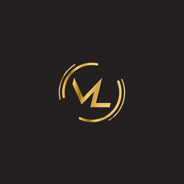 Vettore logo della lettera di colore dorato ml