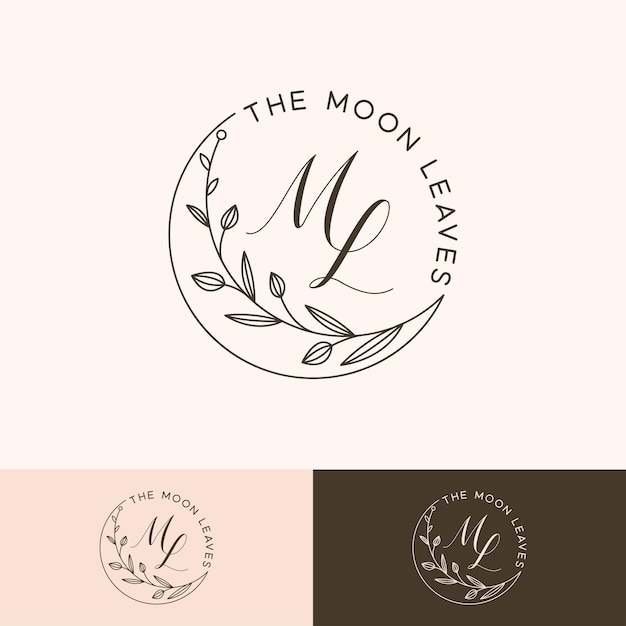 ML Moon Leaves Elegant logo sjabloon