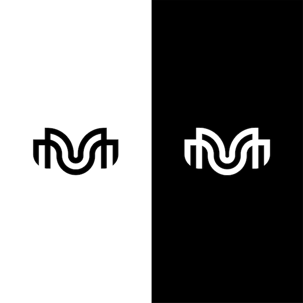 MM letter monogram logo in black and white