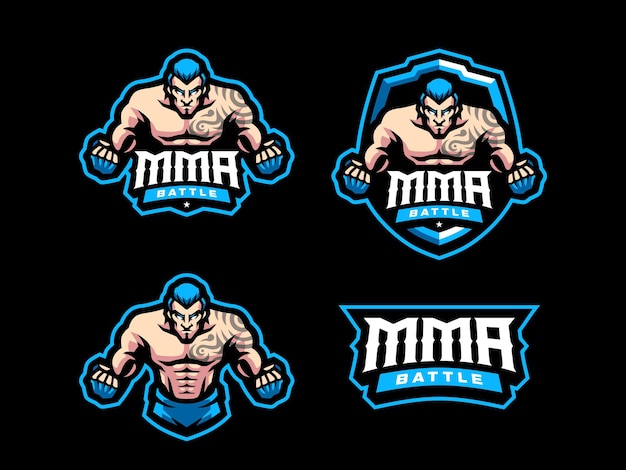 Vector mma battle sport mascot logo design