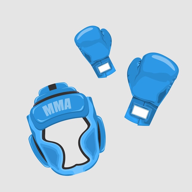 MMA boxing helmet and gloves.