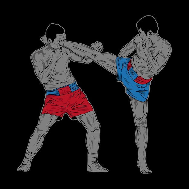 MMA fight colorful vector illustration