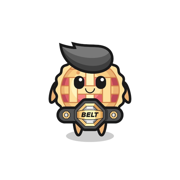 The mma fighter apple pie mascot with a belt  cute style design for t shirt sticker logo element