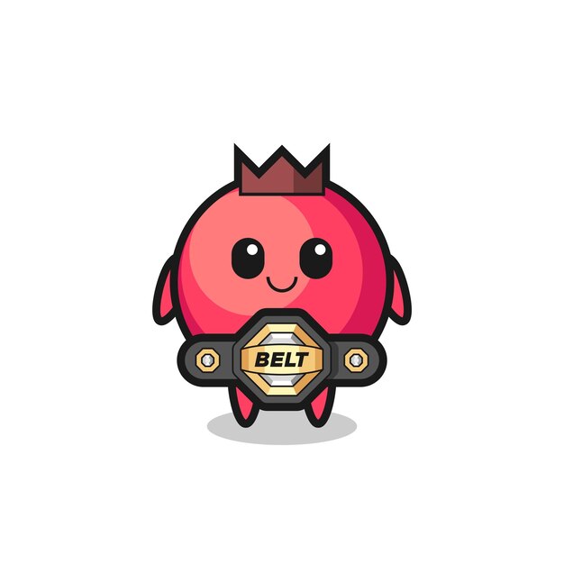 The MMA fighter cranberry mascot with a belt cute style design for t shirt sticker logo element