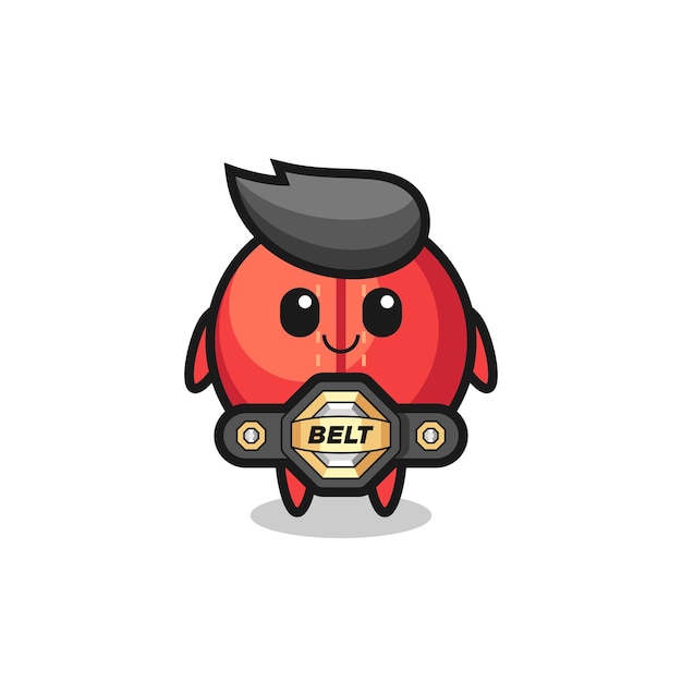 The MMA fighter cricket ball mascot with a belt , cute style design for t shirt, sticker, logo element