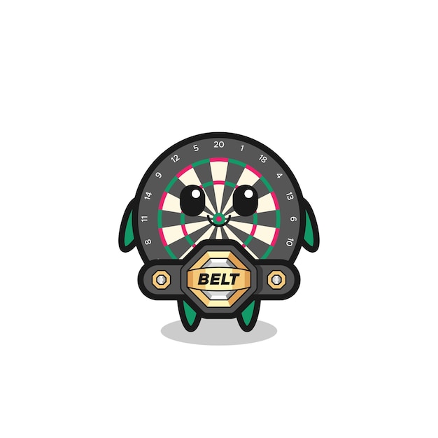 Vector the mma fighter dart board mascot with a belt