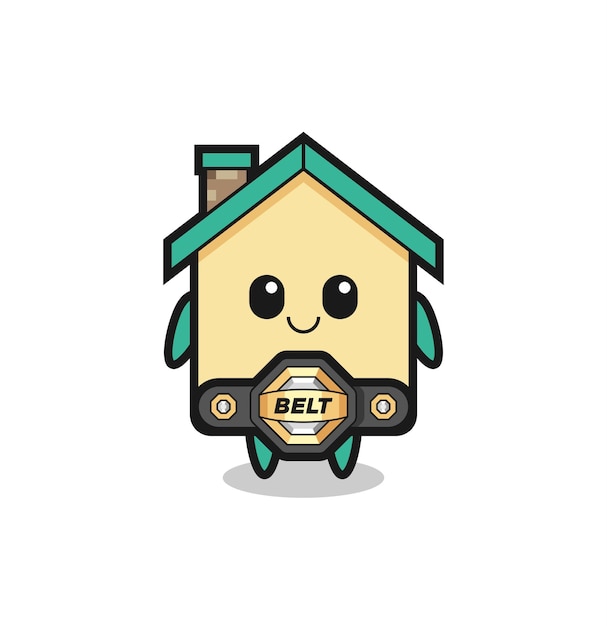 The MMA fighter house mascot with a belt , cute design