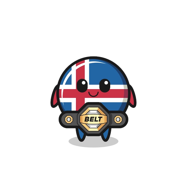 The MMA fighter iceland flag mascot with a belt