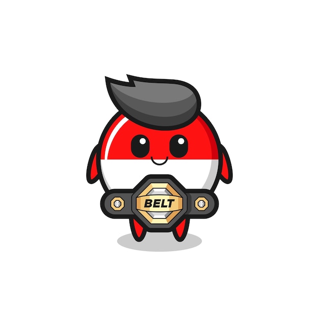 The mma fighter indonesia flag badge mascot with a belt