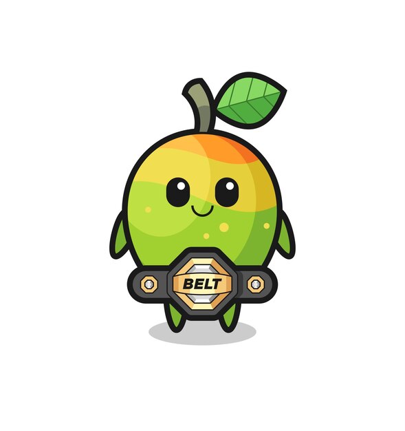 The mma fighter mango mascot with a belt , cute style design for t shirt, sticker, logo element