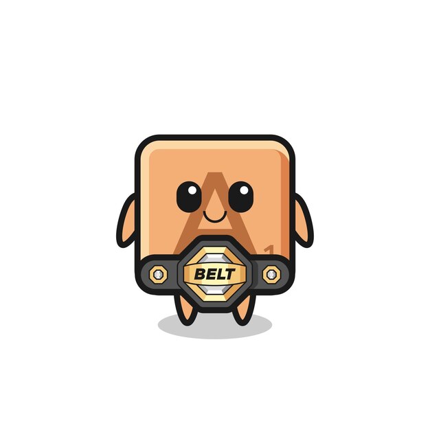 The MMA fighter scrabble mascot with a belt cute design