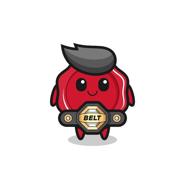 The MMA fighter sealing wax mascot with a belt , cute style design for t shirt, sticker, logo element