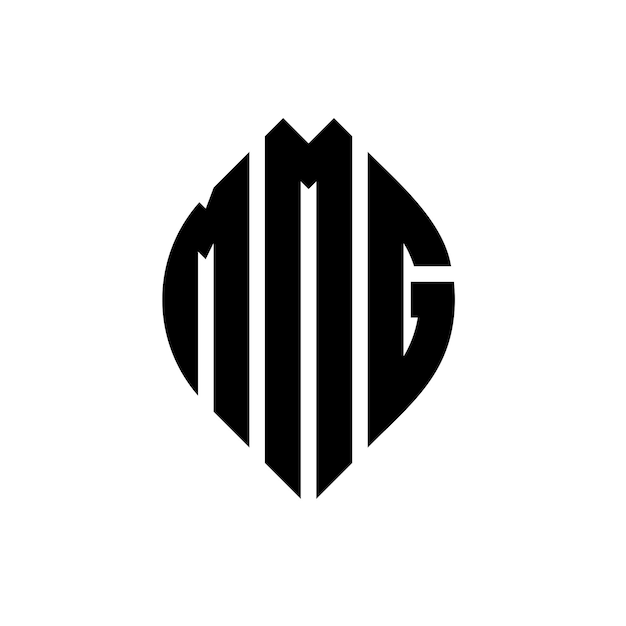 Vettore design del logo della lettera circolare mmg con forma di cerchio e ellisse lettere ellisse mmg con stile tipografico le tre iniziali formano un logo circolaremmg emblema circolare monogramma astratto lettera marca vettore