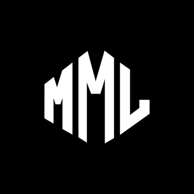 Дизайн логотипа MML с буквами в форме многоугольника MML дизайн логотипа в форме полигона и куба MML шестиугольник векторный логотип шаблон белый и черный цвета MML монограмма бизнес и логотип недвижимости