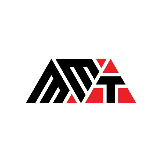 삼각형 모양의 MMT 삼각형 로고 디자인 모노그램 MMT 세각형 터 로고 템플릿과 빨간색 MMT 삼角형 로고 간단하고 우아하고 럭셔리 로고 MMT