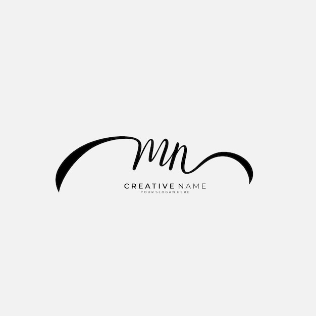 MN initial signature logo Handwriting logo template vector