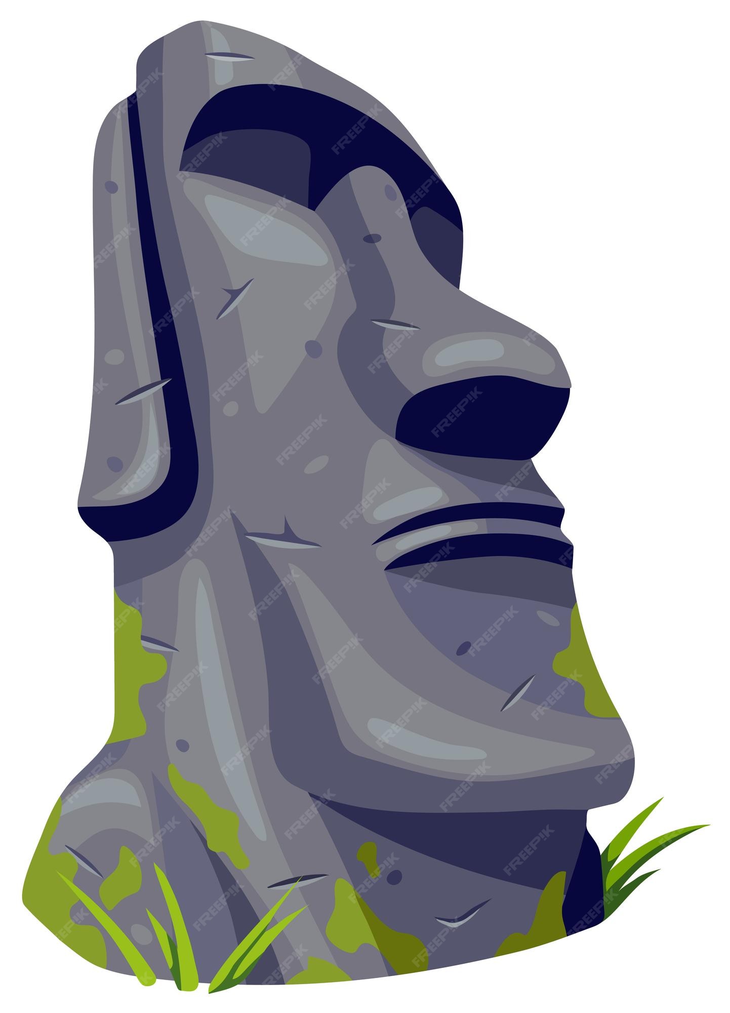 HOW TO DRAW MOAI STATUE EMOJI, MOAI STATUE ROCKS, EASY 