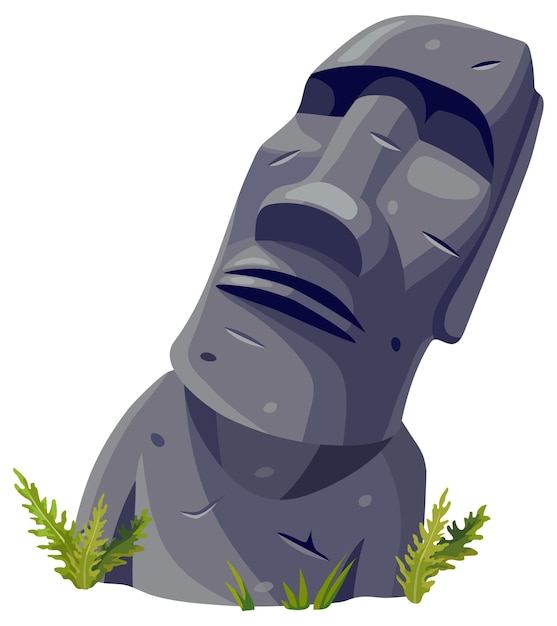 Moai sull'isola di pasqua scultura di pietra del fumetto di vettore isolato