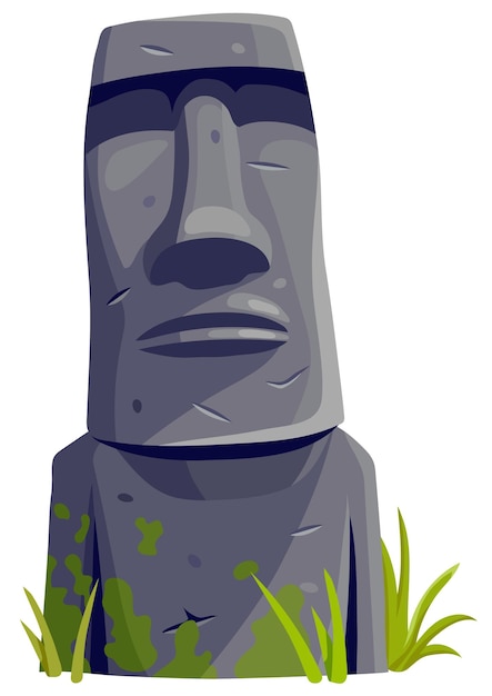 Moai sull'isola di pasqua scultura di pietra del fumetto di vettore isolato