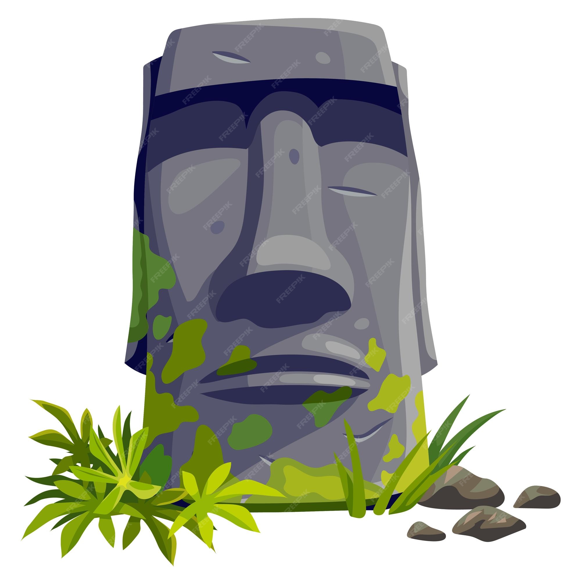 Premium Vector Illustration of Moai Statues on Easter Island