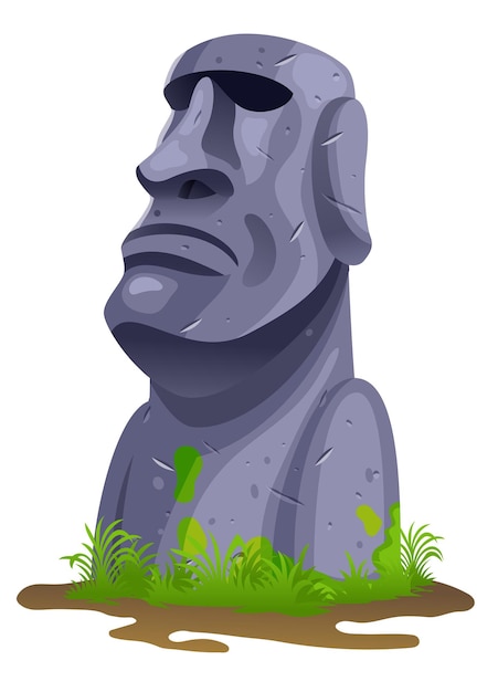 Moai op Paaseiland Geïsoleerde vector cartoon stenen beeldhouwkunst