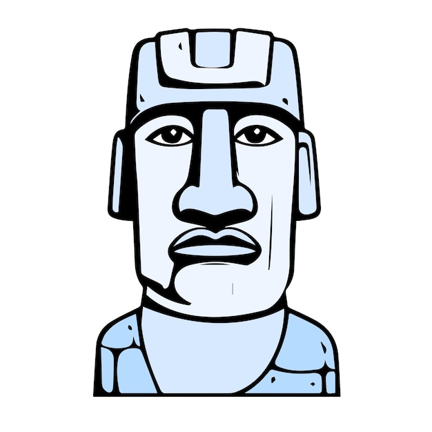 Vector moai outline color icon illustration