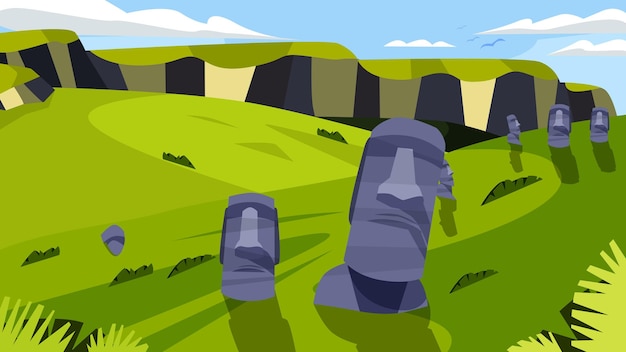 Vector moai statue - famous landmark