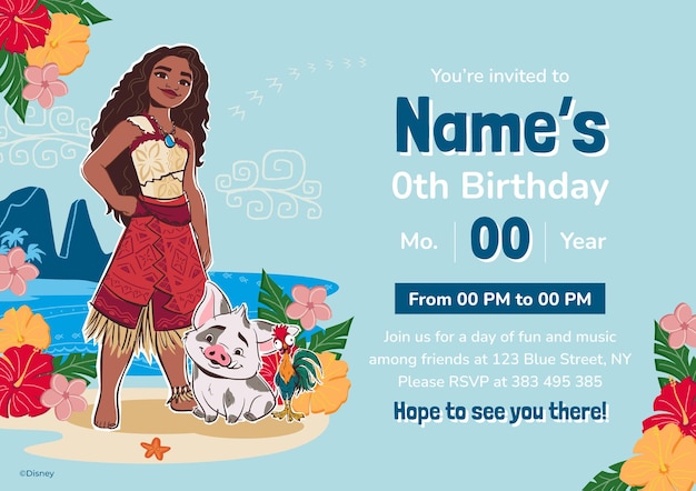 Moana 2 Ocean Birthday Invitation