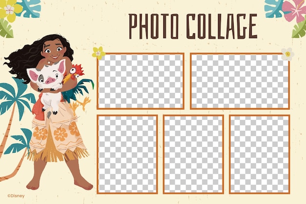 Vettore collage fotografico di moana