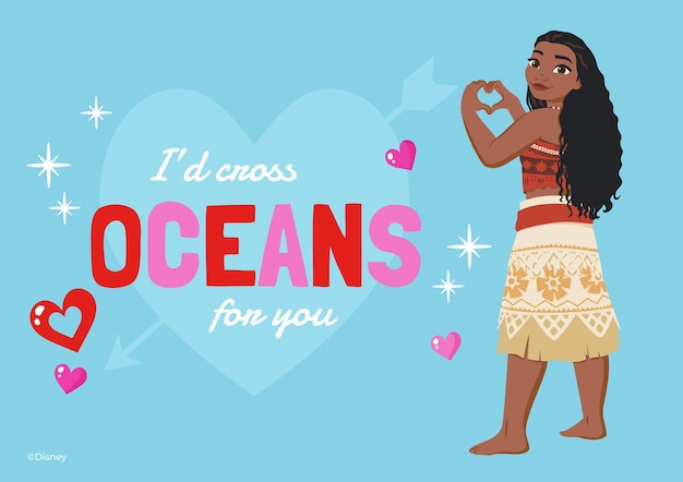 Moana Valentines day Card
