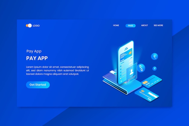 Mobiel bankieren app isometrische concept bestemmingspagina