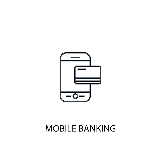 Mobiel bankieren concept lijn icoon. Eenvoudige elementenillustratie. Mobiel bankieren overzicht symbool conceptontwerp. Kan worden gebruikt voor web- en mobiele UI/UX